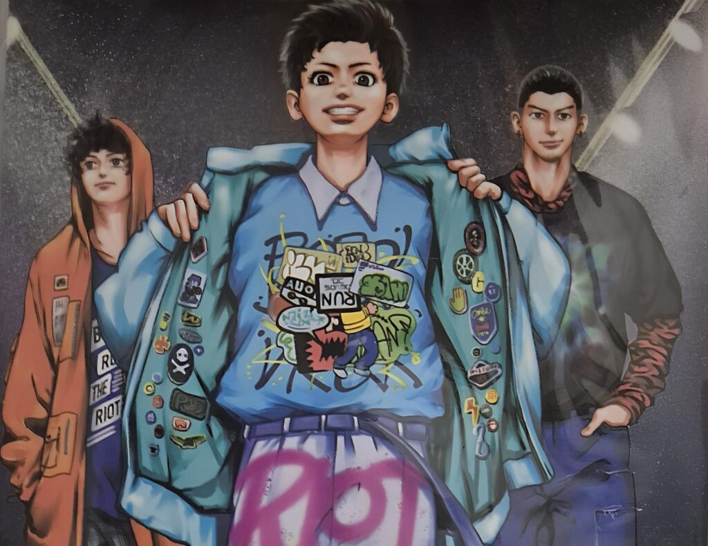 Protagonistes de Boys run the Riot amb vestimenta moderna