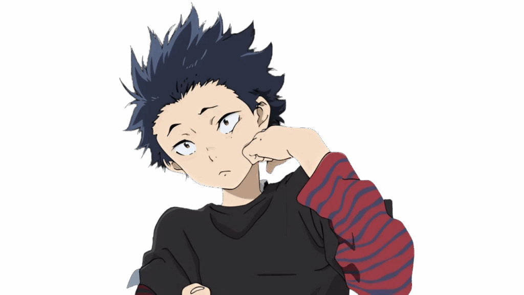 Shoya Ishida d'Una Veu Silenciosa amb cara de curiositat